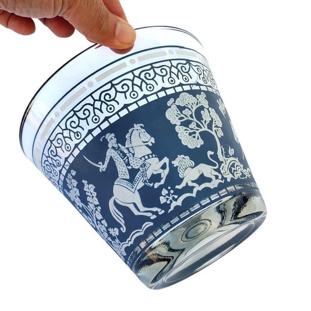 60s Vintage Glass Ice Bucket Persian Arabian Knights Wedgwood Midcentury Barware